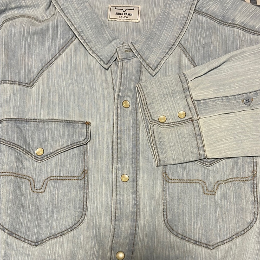 Kimes Ranch Blue Western Casual Button Down Shirt - Picture 3 of 5